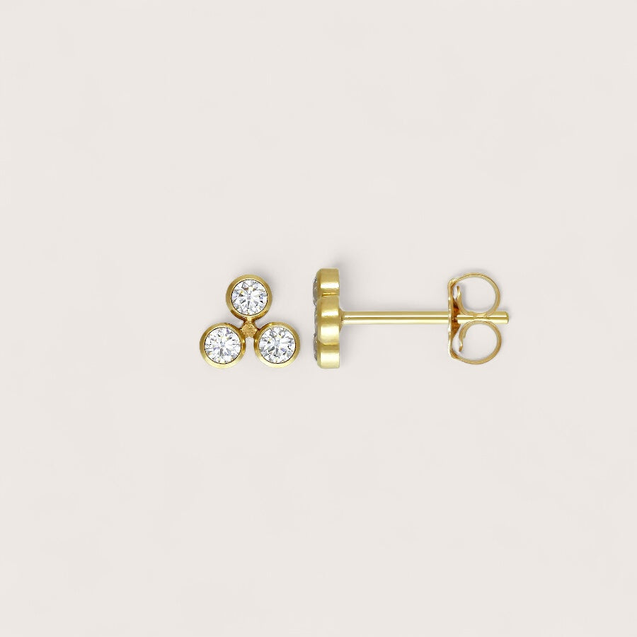 Trio Bezel Cluster Earrings