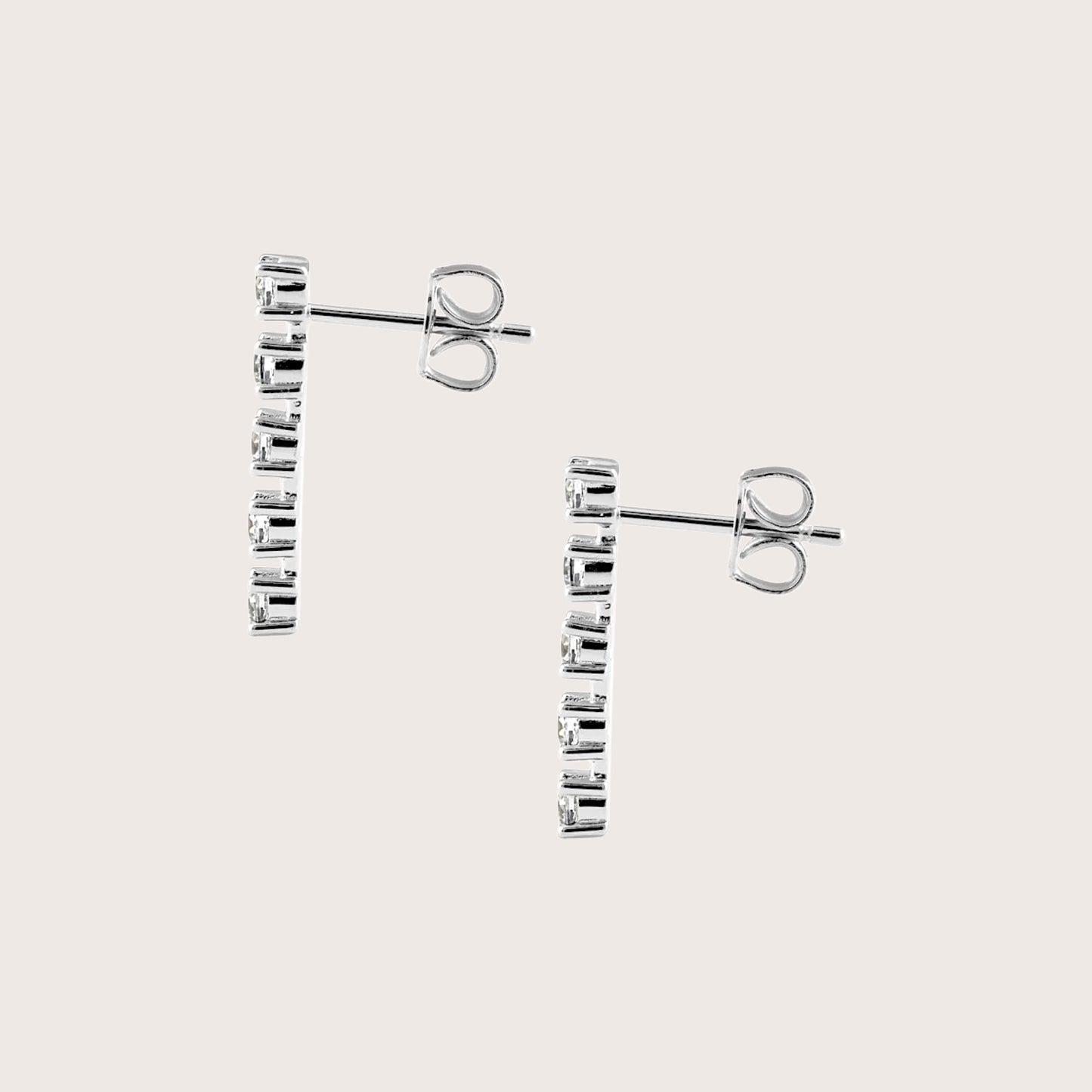 Silver CZ Bar Drop Earrings