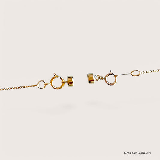 A 14K gold magnetic clasp converter shown on a necklace, how to attach easily