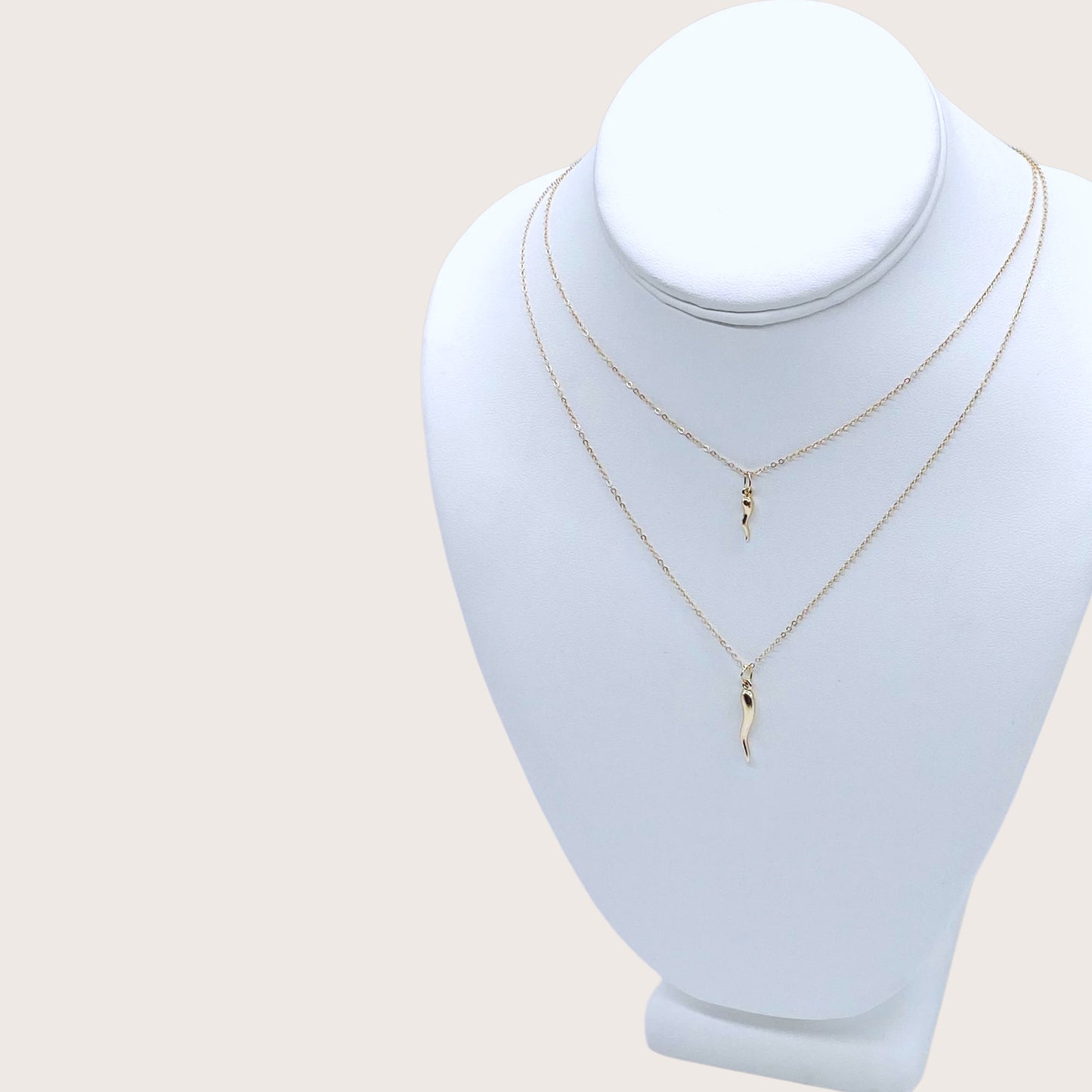 Necklaces shown on display