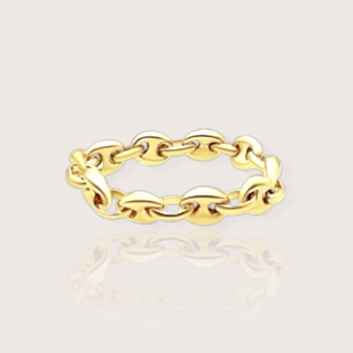 14K Solid Gold Puffed Mariner Chain Rings - Size 5 - 10 US