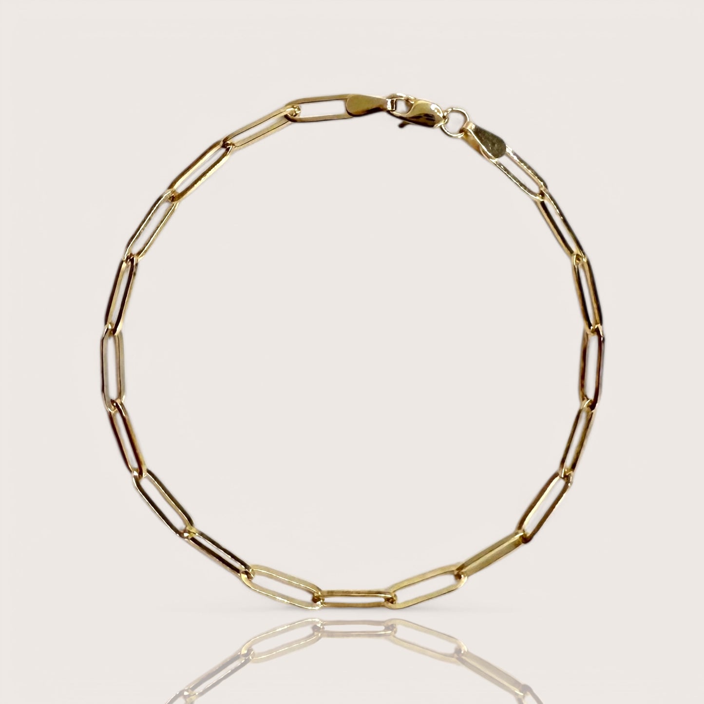 14K Paperclip Bracelet - Solid Links