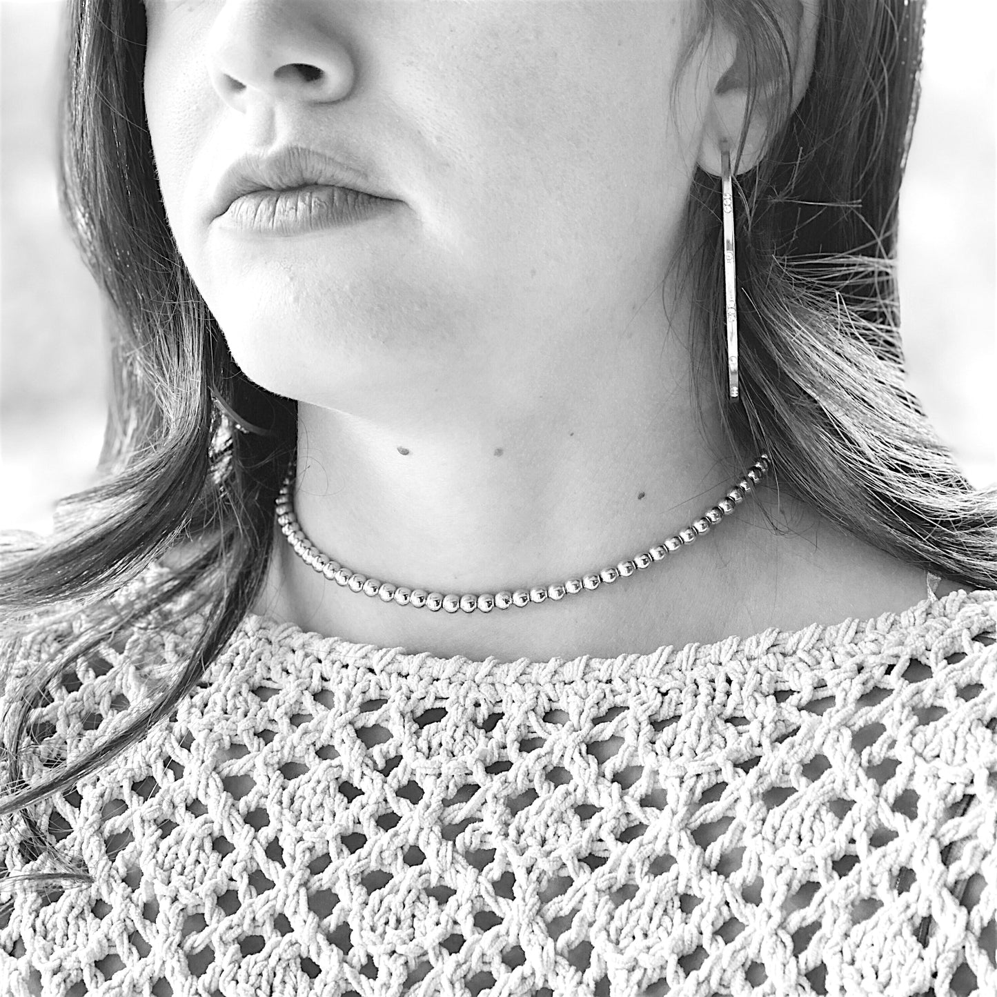 Silver Beaded Necklace – 5mm Minimalist Silver Ball Chain