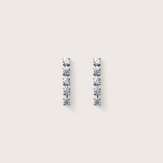 Silver CZ Bar Drop Earrings
