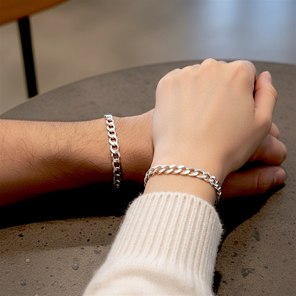 Bold 6mm Sterling Silver Curb Chain Bracelet for Men & Women