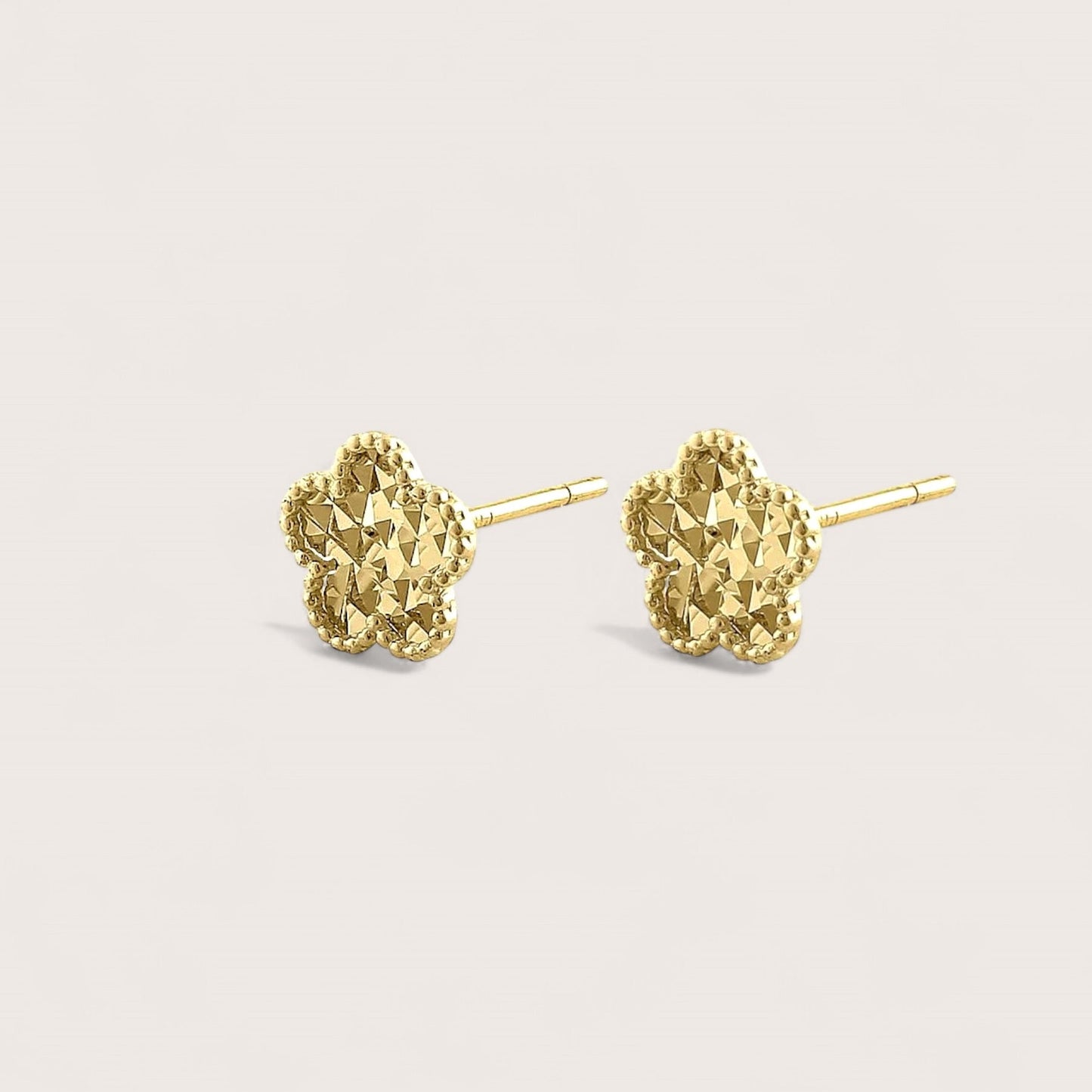 14K Gold Clover Earrings