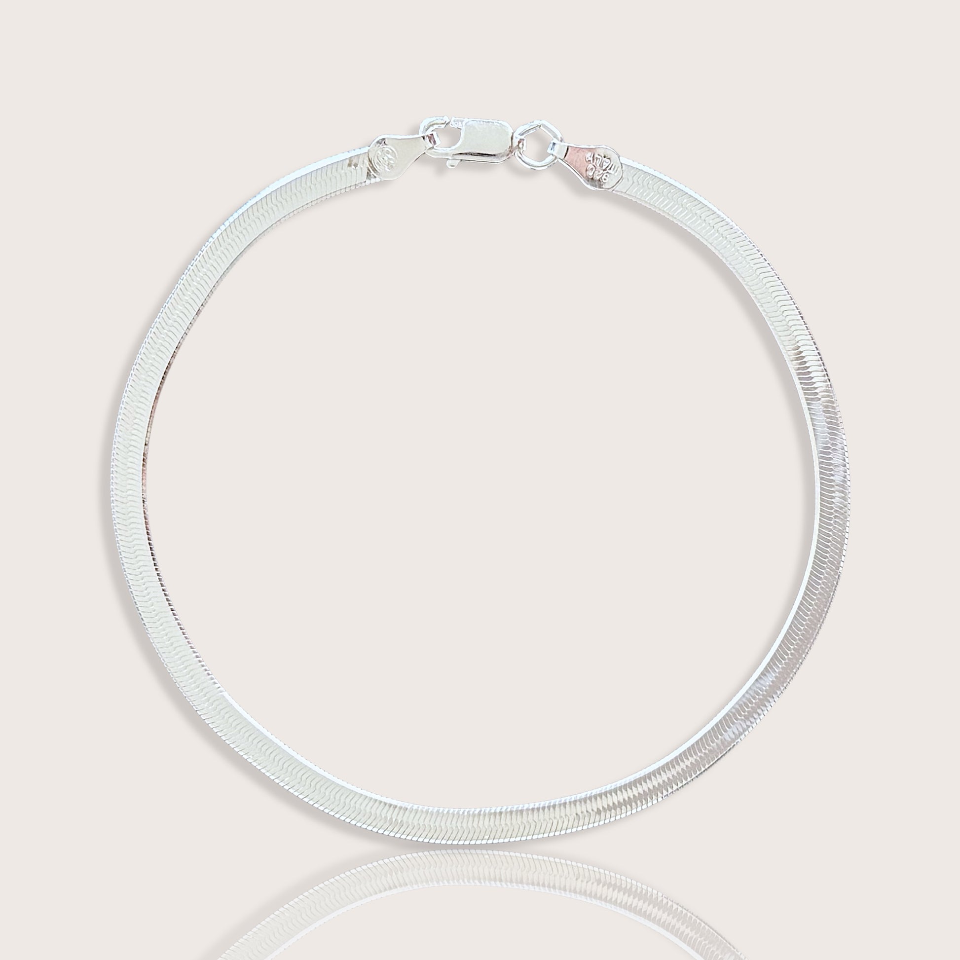 925 Silver Herringbone Bracelet with a lobster clasp closure