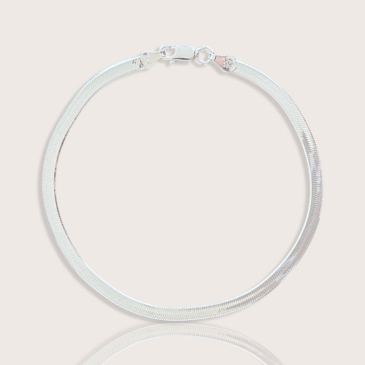 925 Silver Herringbone Bracelet with a lobster clasp closure