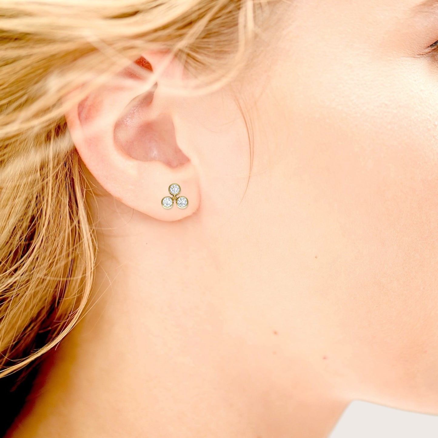 Trio Bezel Cluster Earrings