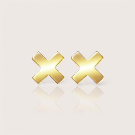 Front facing image of 14k gold filled X post earrings