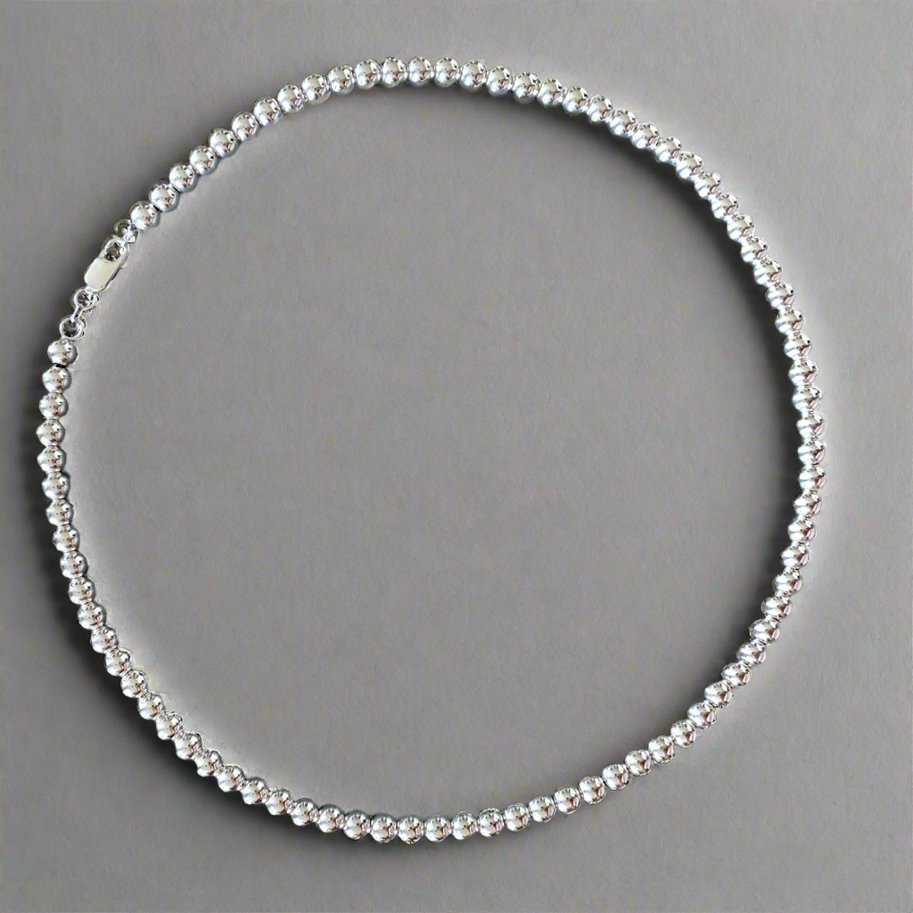 Silver Beaded Necklace – 5mm Minimalist Silver Ball Chain