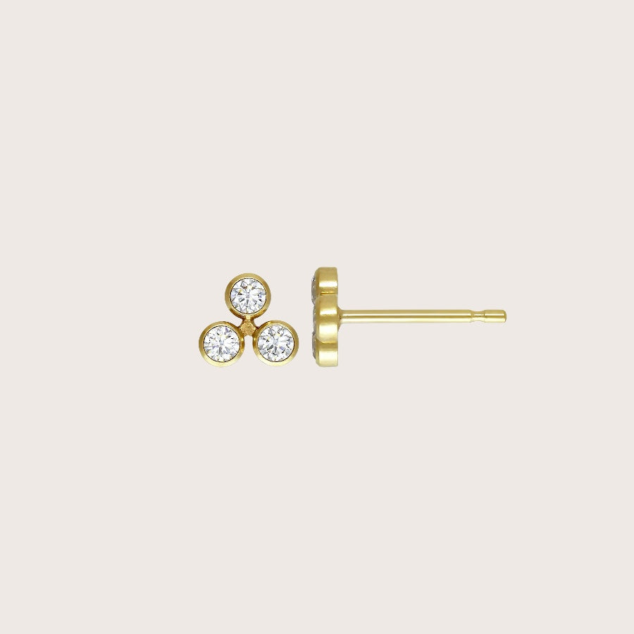 Trio Bezel Cluster Earrings