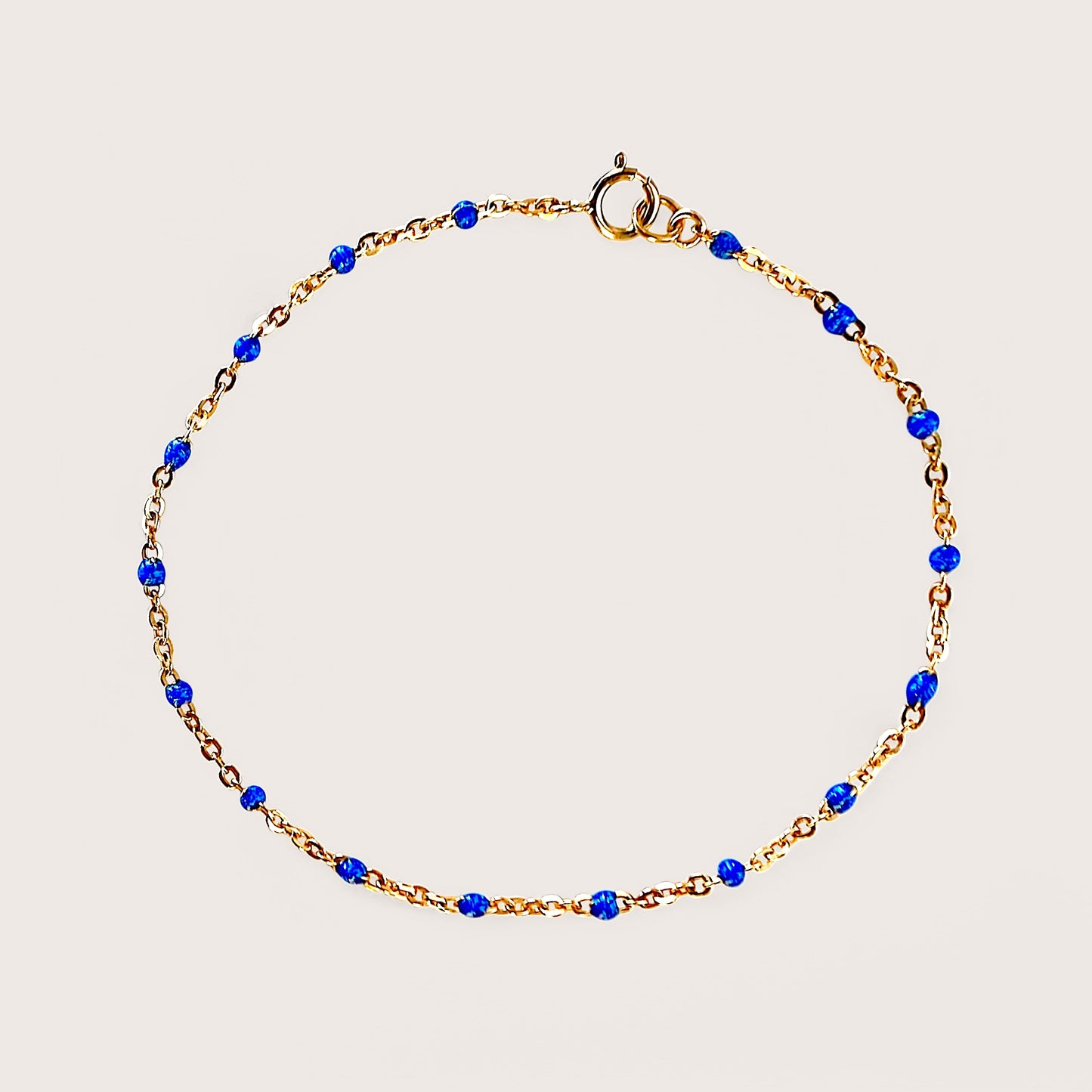 Kids Sapphire Blue Enamel Bead Station Chain Bracelet