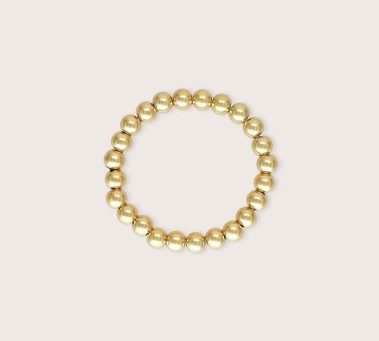 Close up of 3mm Gold Beaded Stretch Fit Ring