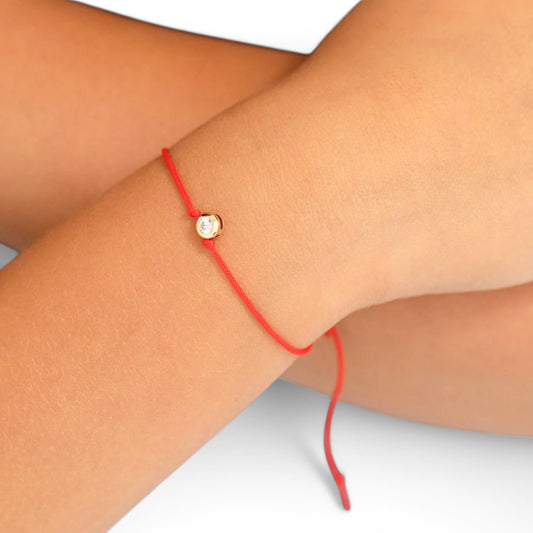 14K Gold Red String Kids Bracelet