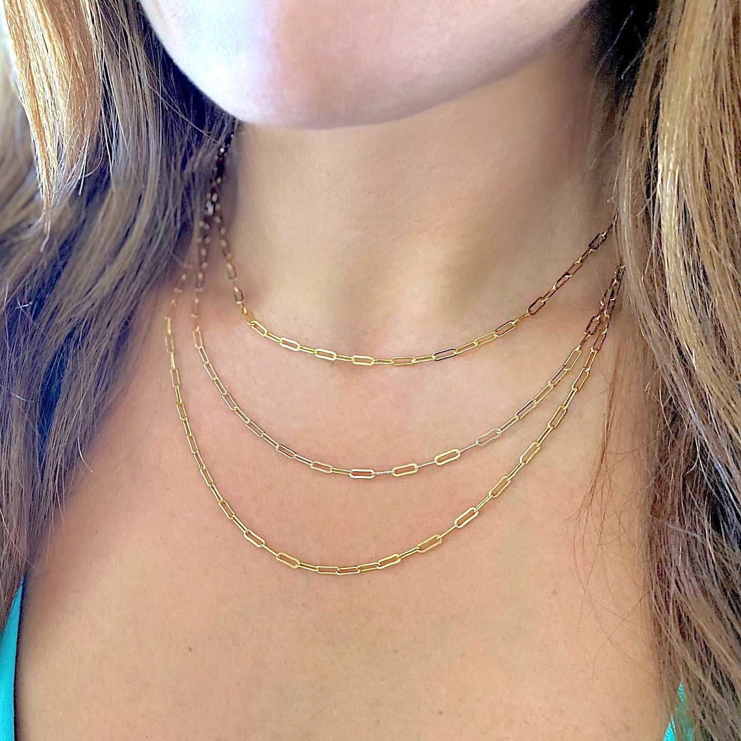 14K Gold Filled Paperclip Chain Necklace - Small Link 15" - 24" Lengths