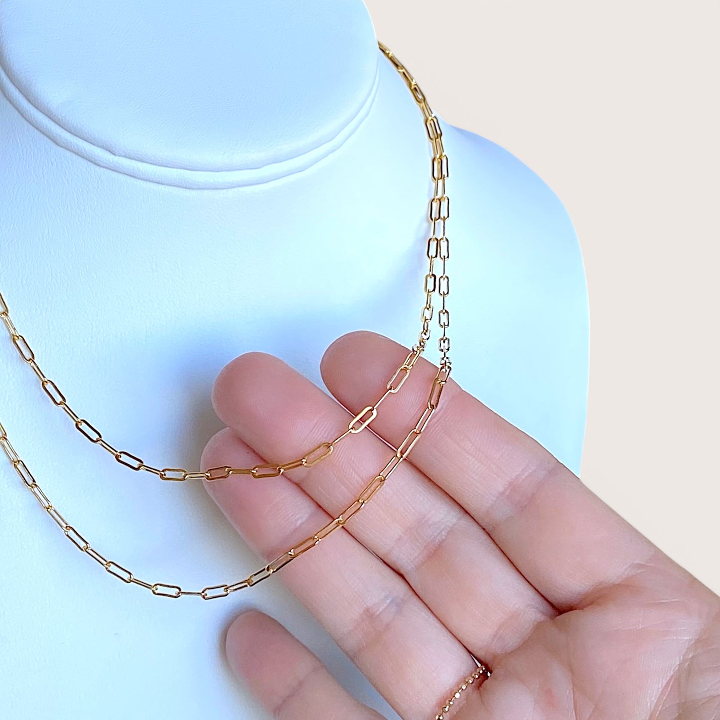 14K Gold Filled Paperclip Chain Necklace - Small Link 15" - 24" Lengths