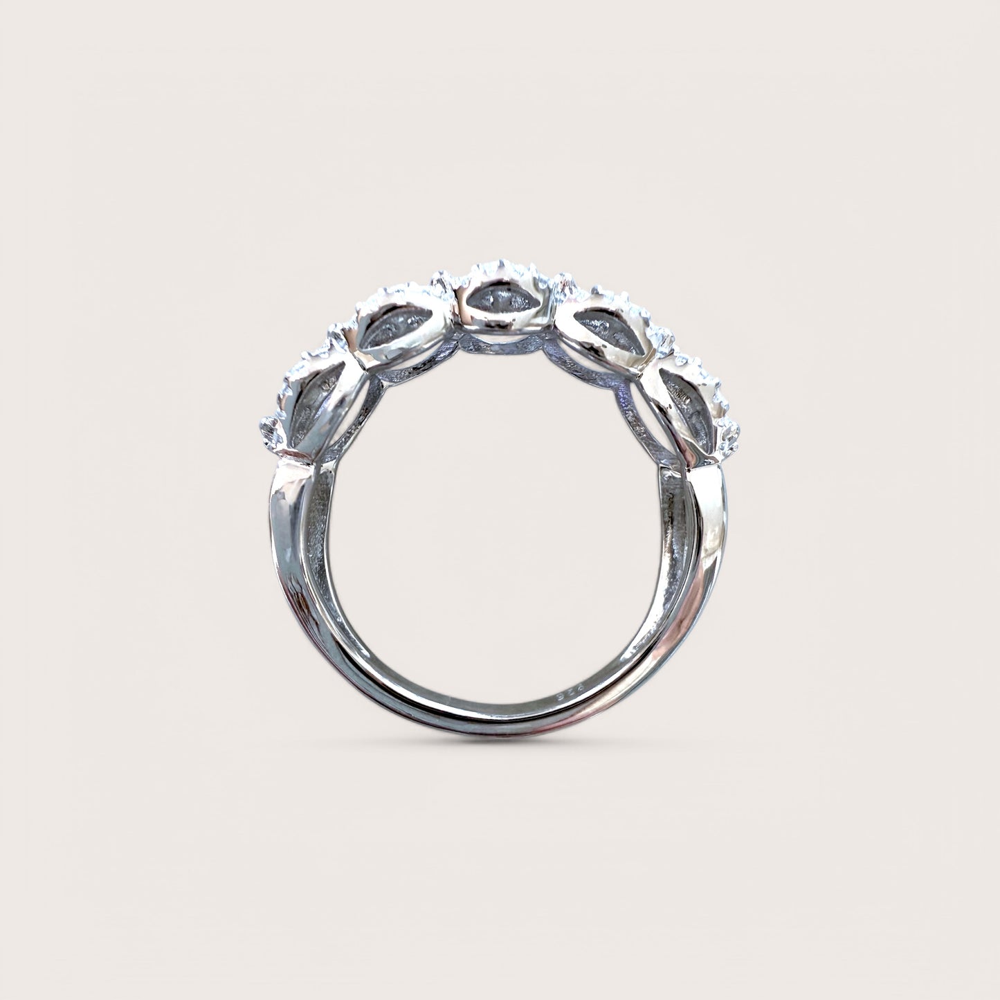 Sterling Silver Pink Iridescent Marquise Ring
