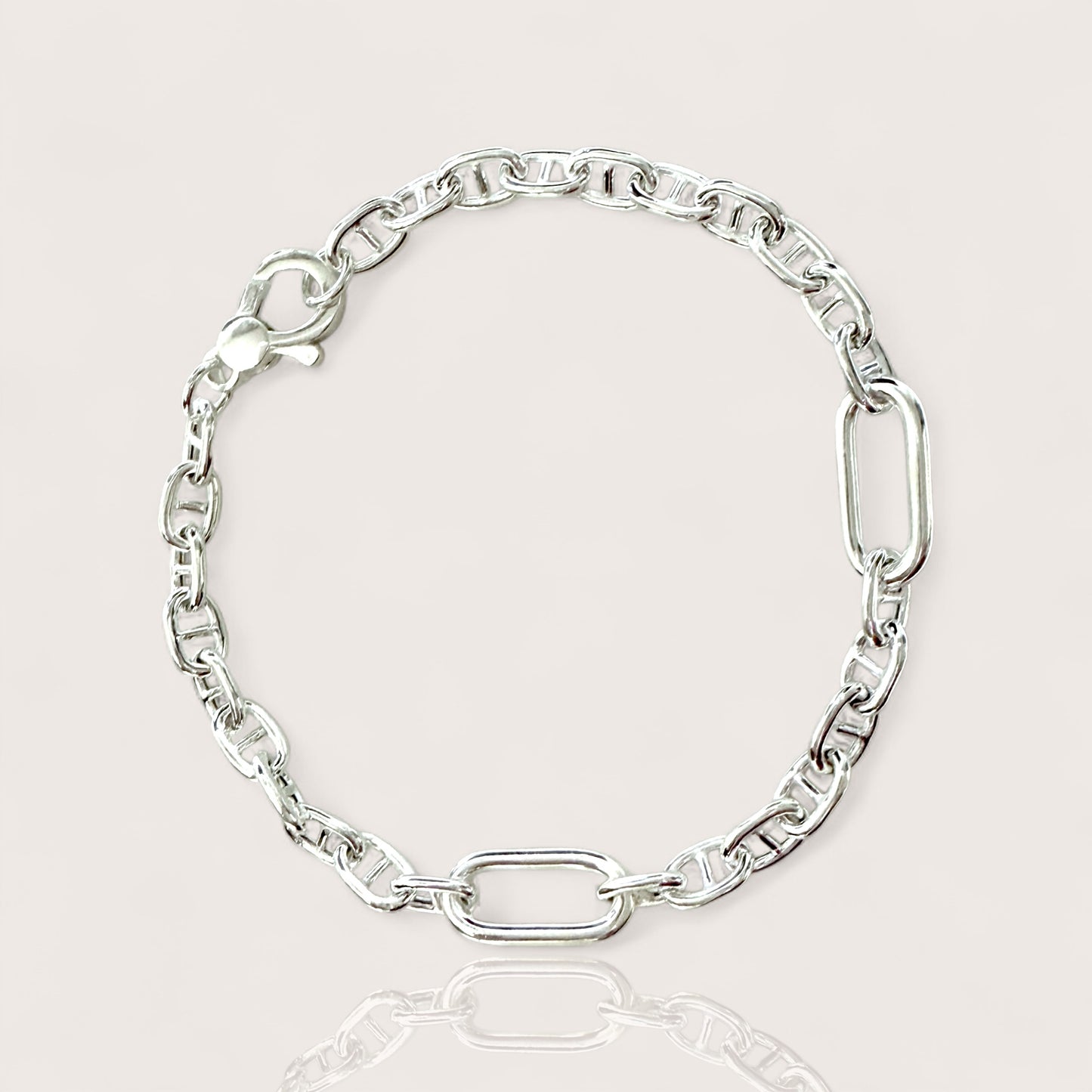 Silver Anchor Mariner Link Bracelet