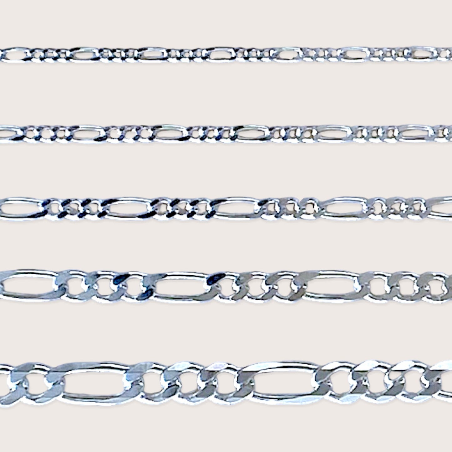Figaro Chains – Italian Silver, 1.5mm - 4mm