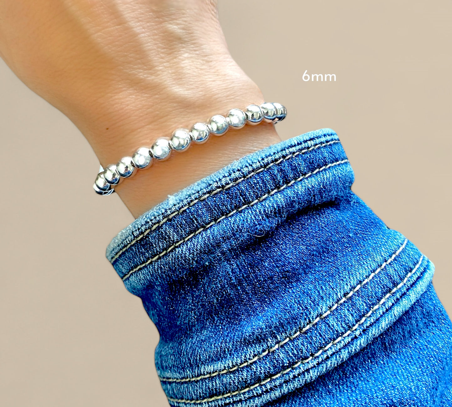 Silver Bead Chain Bracelets - 5mm, 6mm, 8mm