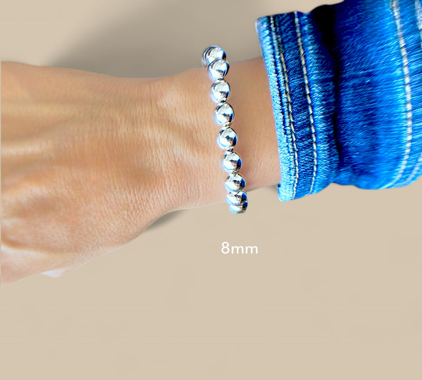 Silver Bead Chain Bracelets - 5mm, 6mm, 8mm