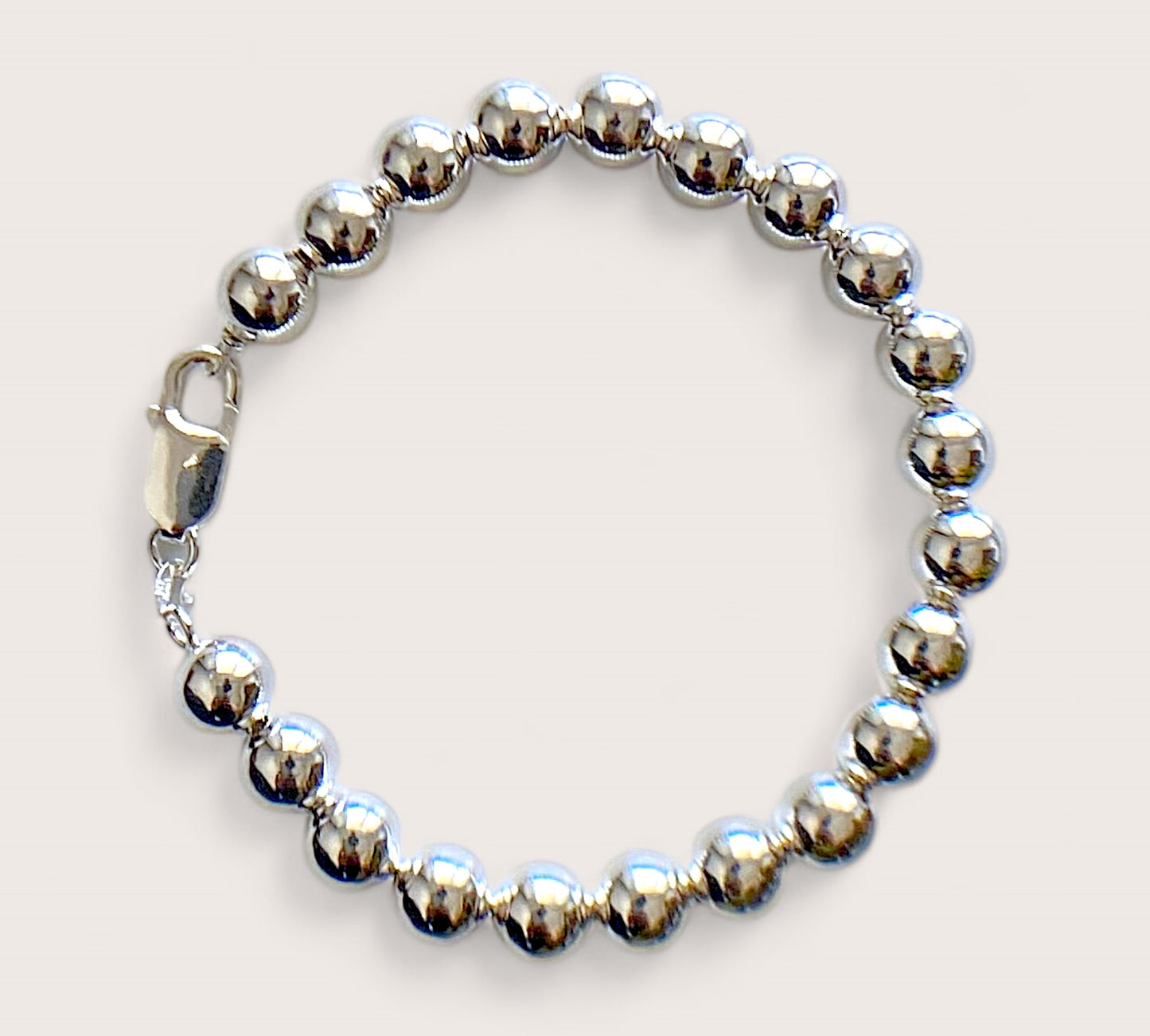 Silver Bead Chain Bracelets - 5mm, 6mm, 8mm