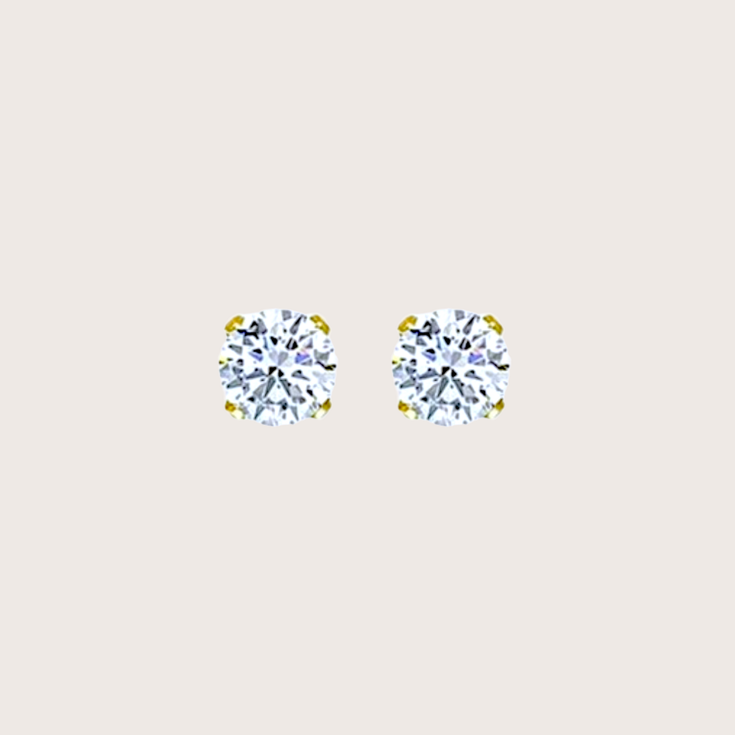 Gold CZ Stud Earrings
