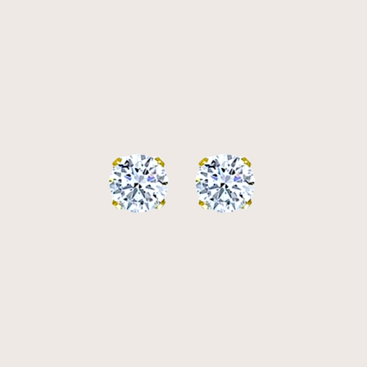 Gold CZ Stud Earrings