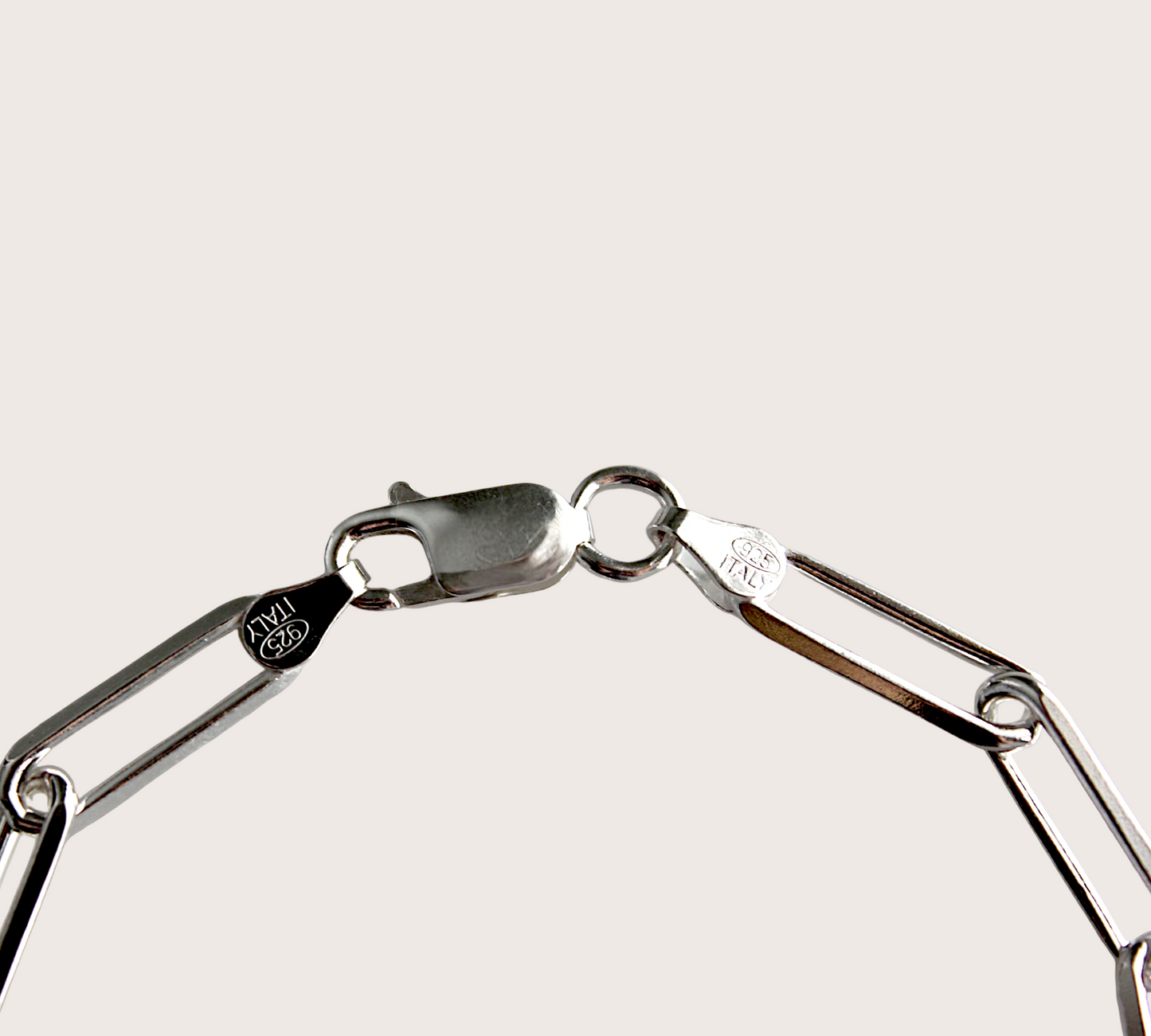 Silver Paperclip Bracelet -Diamond Cut Links