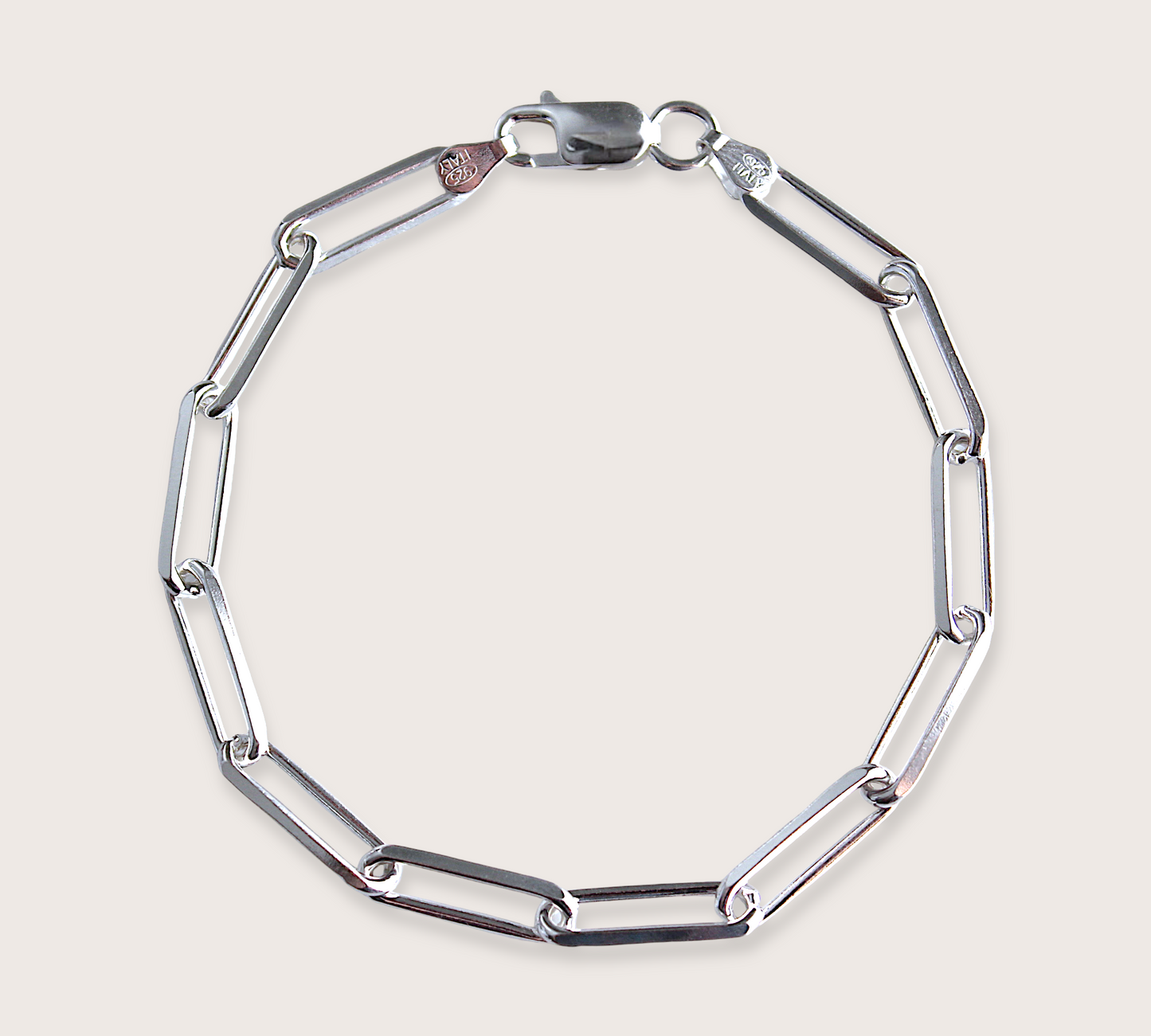 Silver Paperclip Bracelet -Diamond Cut Links