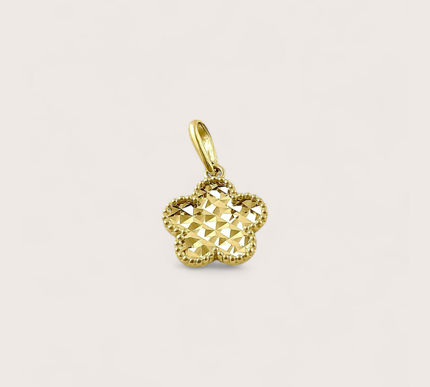14 Gold, Dainty, with an intricate diamond cut pattern, sparkling, two sided, add your favorite chain - Matching earrings available