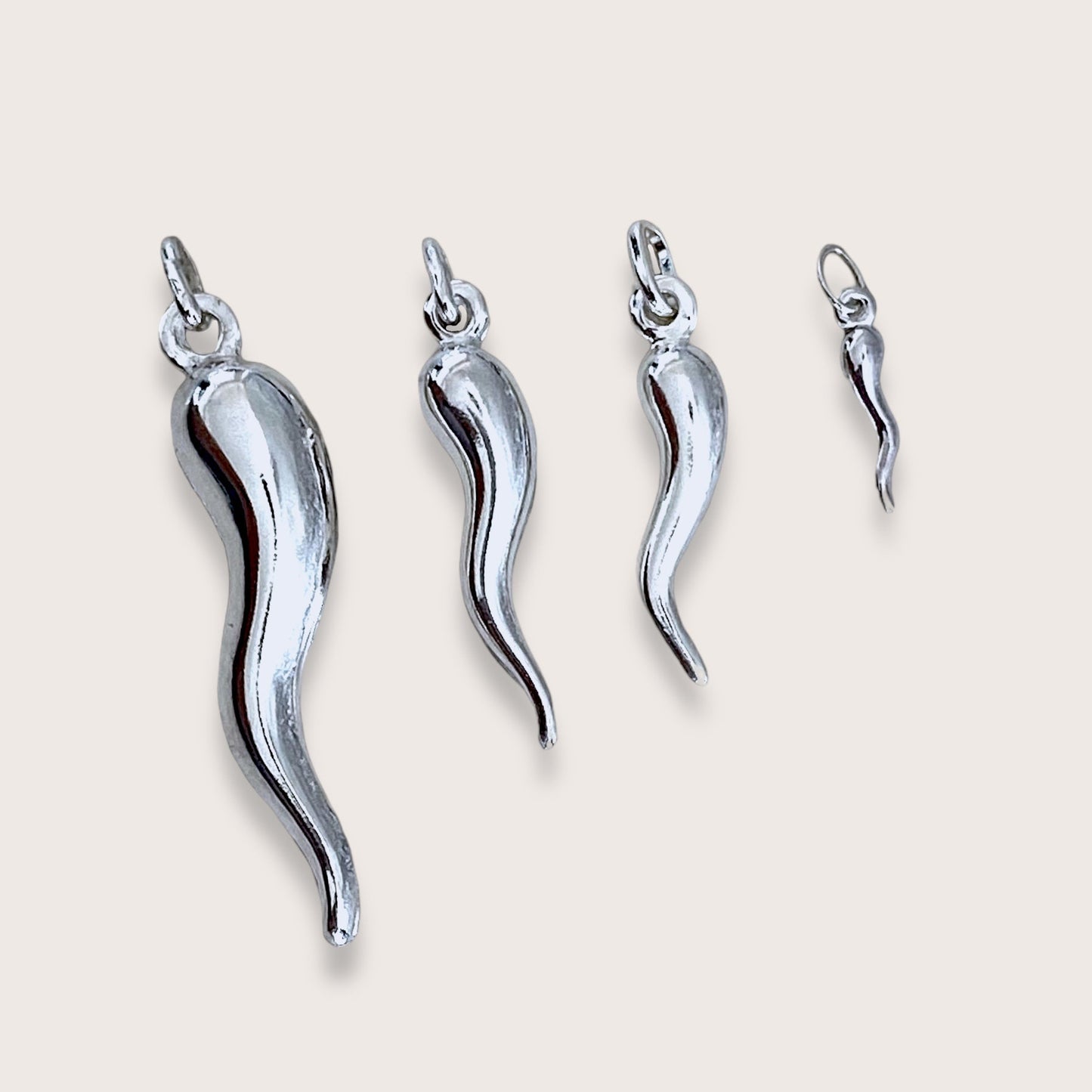 Sterling Silver Italian Horn - Mini, Small, Medium, Large