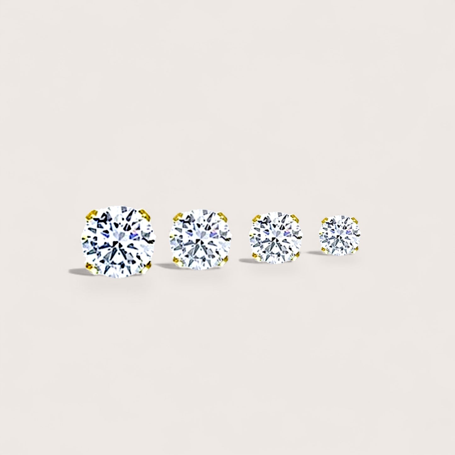 Gold CZ Stud Earrings