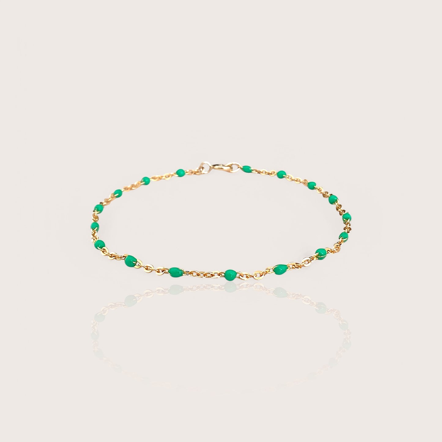 Kids Emerald Enamel Bead Station Chain Bracelet