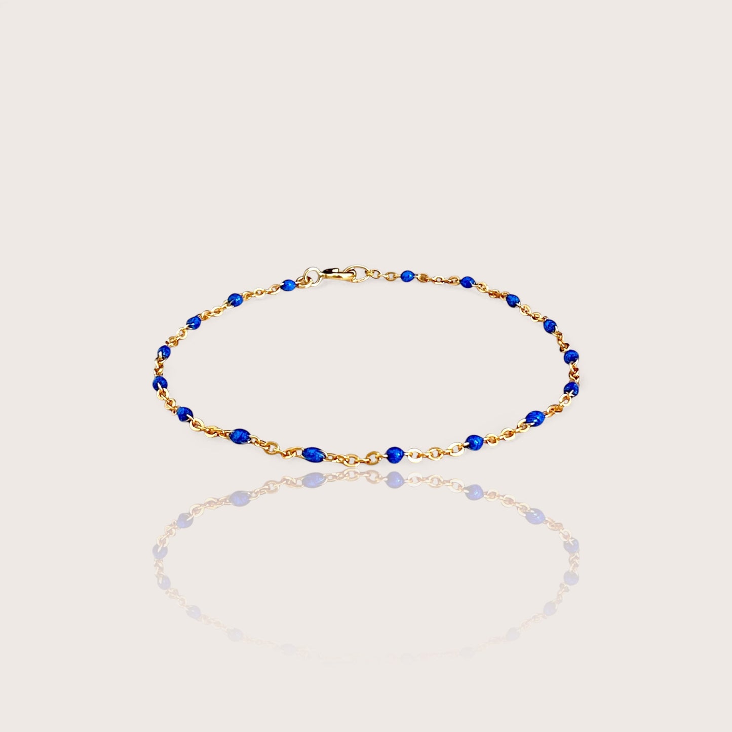 Kids Sapphire Blue Enamel Bead Station Chain Bracelet