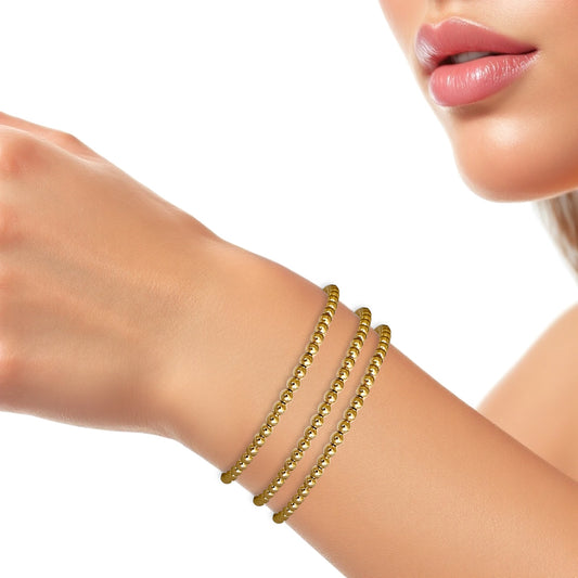 3mm Gold Beaded Bracelet