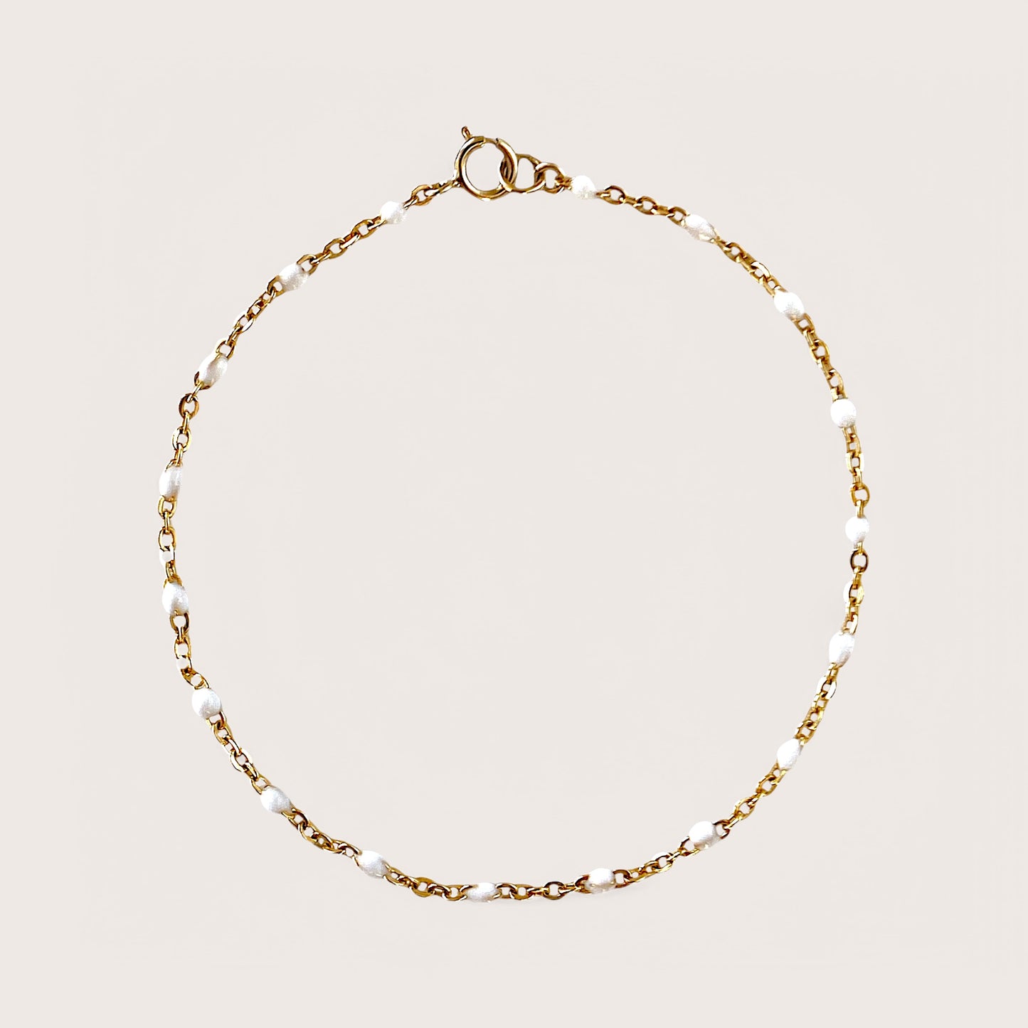 Gold Enamel Bracelet - White