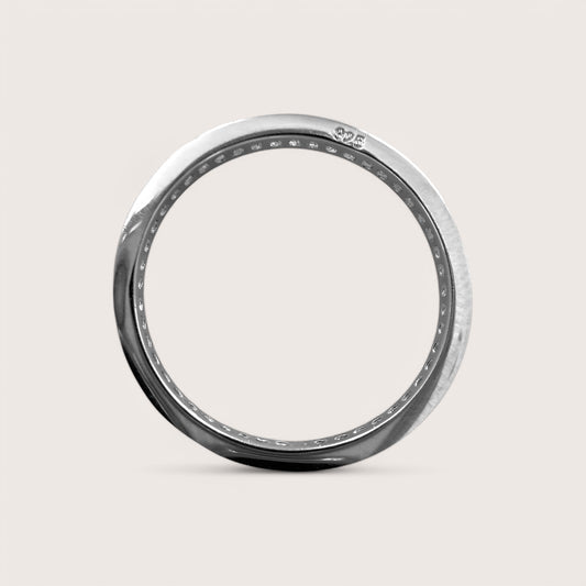 Side view of Sterling Silver Swarovski Crystals Eternity Band