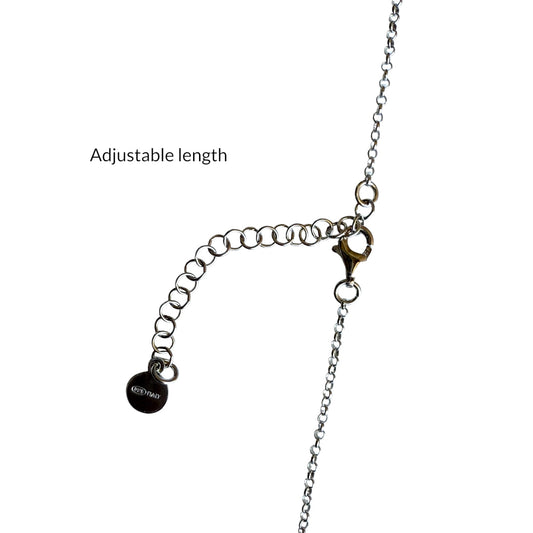 U-link silver chain necklace with adjustable length extender