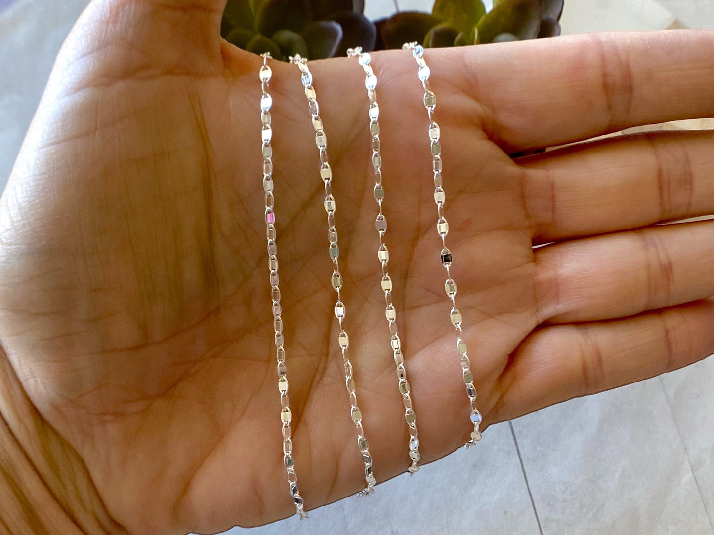 Silver Mirror Link Valentino Chain Necklace