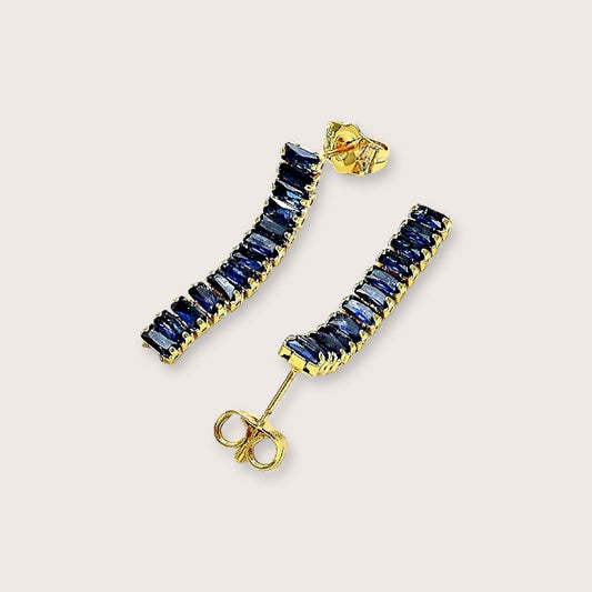 Sapphire Crystal Tennis Baguette Dangle Earrings