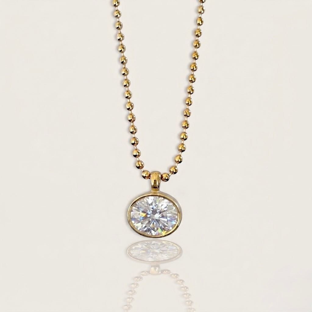 East West Gold Beaded Oval Marquise Pear shape Pendant Necklaces
