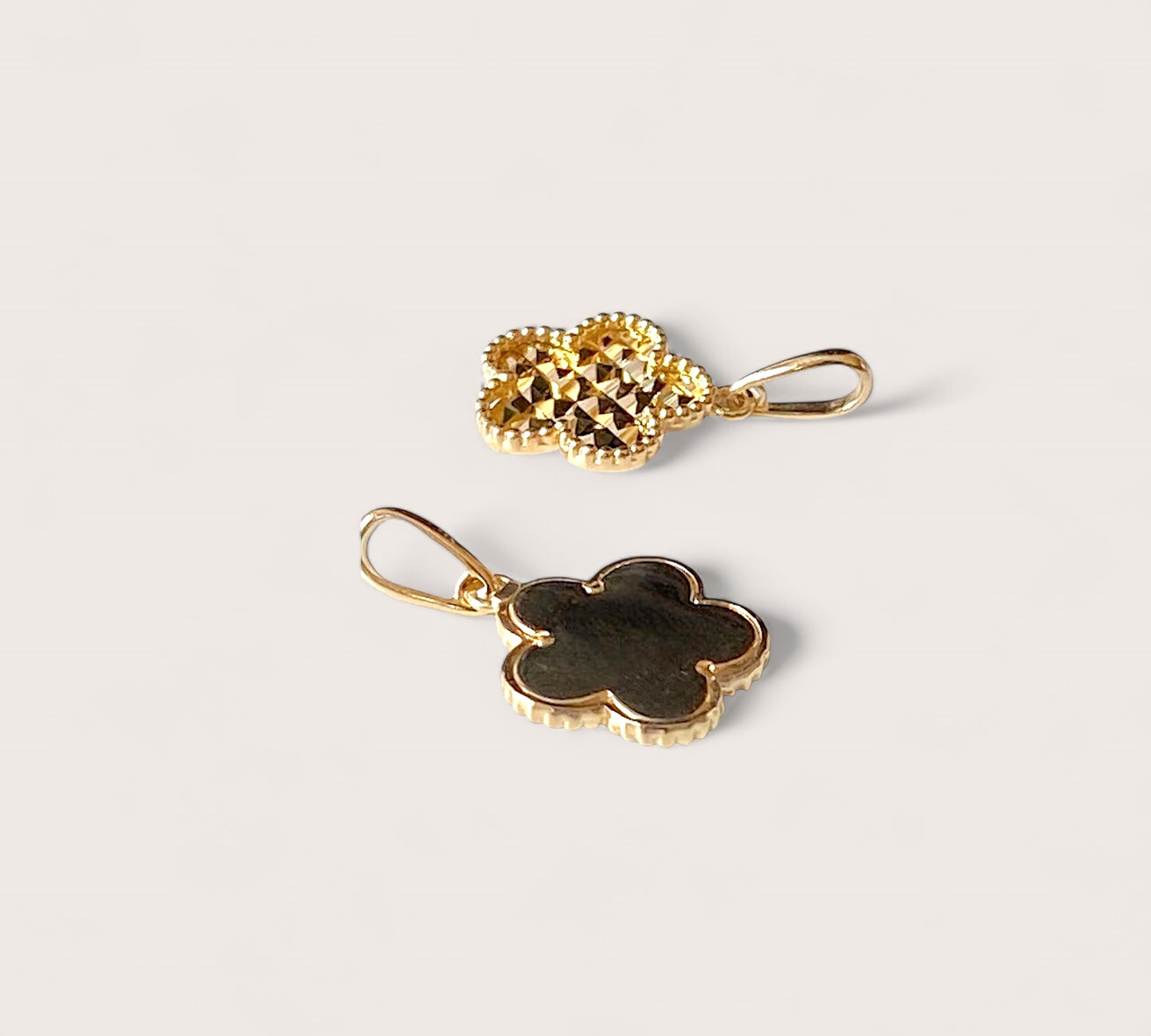 Sparkling 14K Gold Clover Pendant