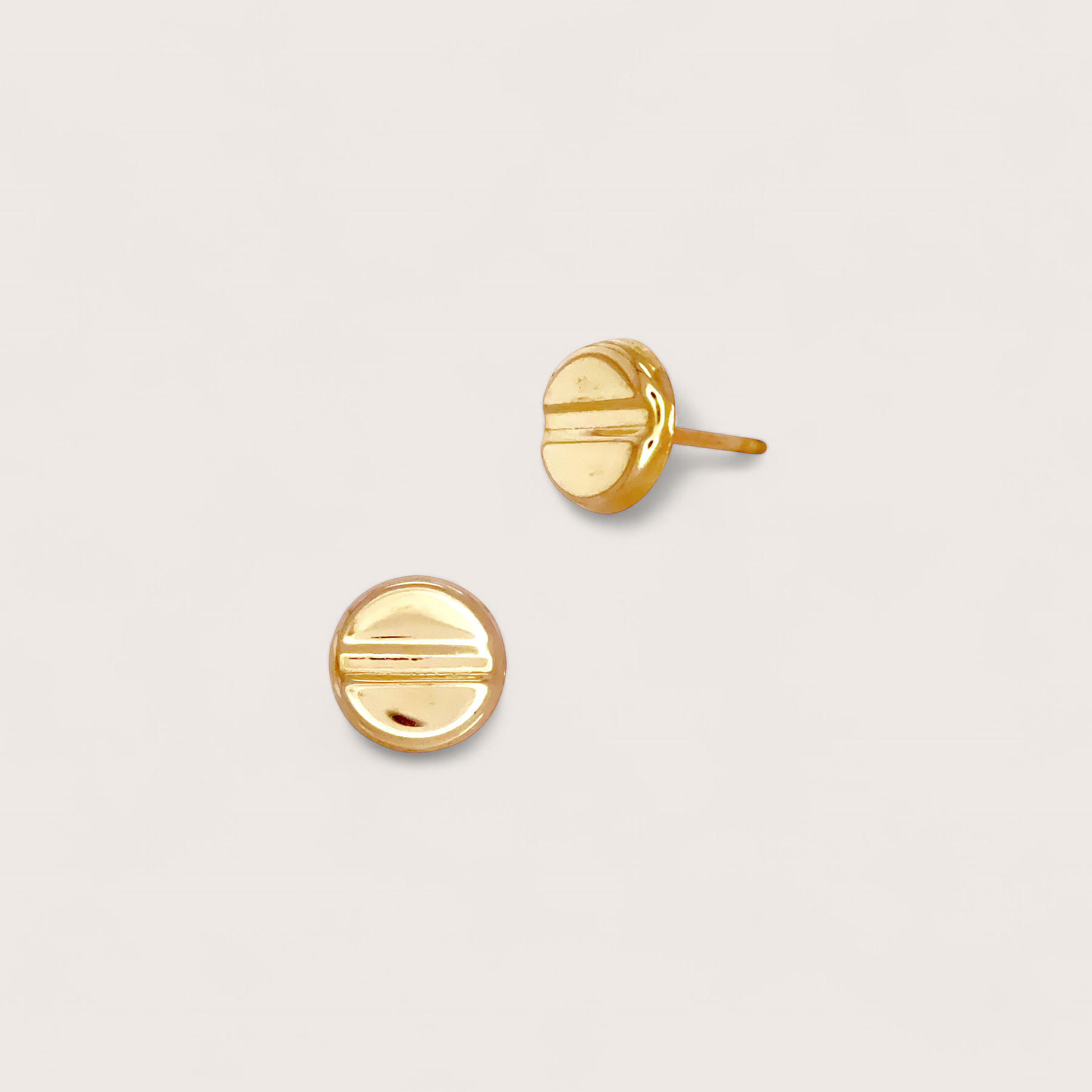 14K Solid Gold Love Stud Earrings – Designer Inspired Screw Motif 