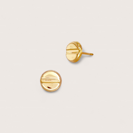  14K Solid Gold Screw Head Earrings. Available in two sizes, polished yellow gold earrings. Perfect for both men and women, they make a thoughtful and versatile gift for those with refined taste in fine jewelry.