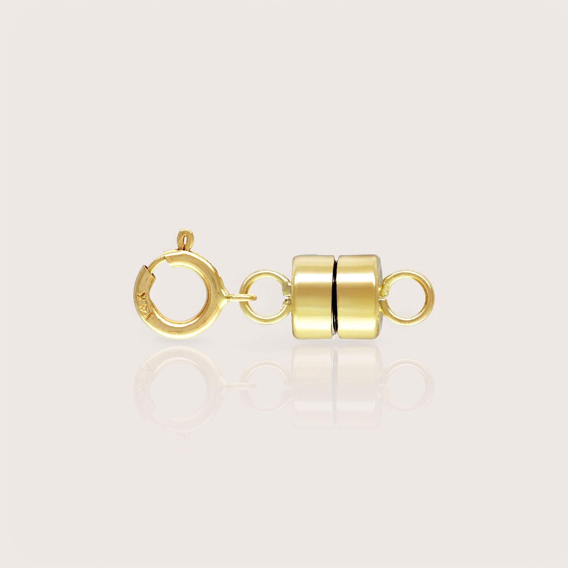 A 14K gold magnetic clasp converter for jewelry, displayed on a white background.