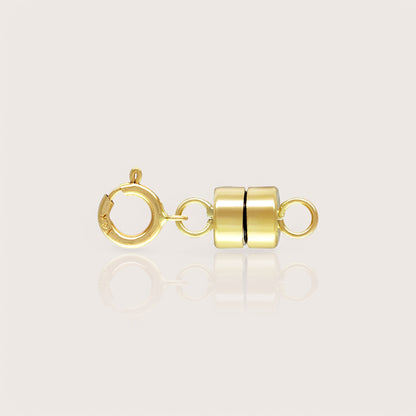 Yellow gold solid 14K magnetic clasp converters displayed on a neutral background by Ashley Nicole Jewelry