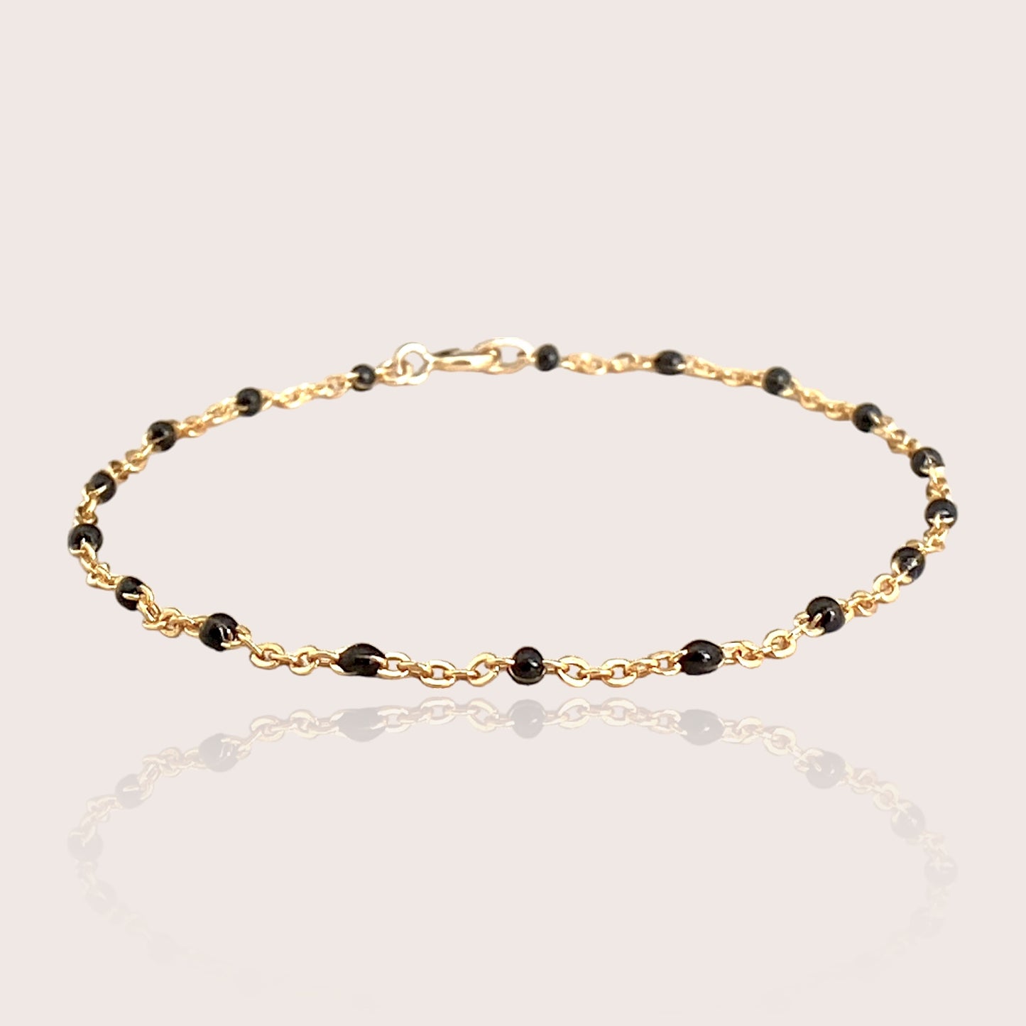 14k gold filled black enamel resin bead chain bracelet with clasp
