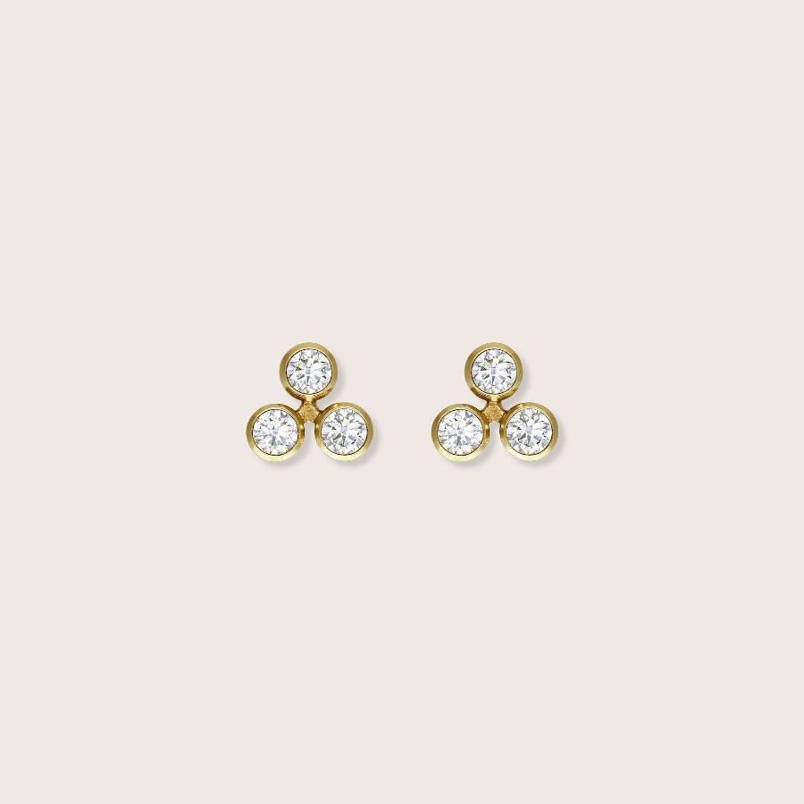 Trio Bezel Cluster Earrings